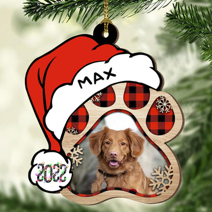 Dog Paw Shaped Photo Wood Ornament Personalized Gift For Dog Lovers