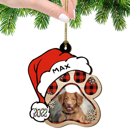 Dog Paw Shaped Photo Wood Ornament Personalized Gift For Dog Lovers