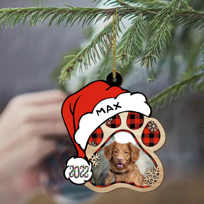 Dog Paw Shaped Photo Wood Ornament Personalized Gift For Dog Lovers