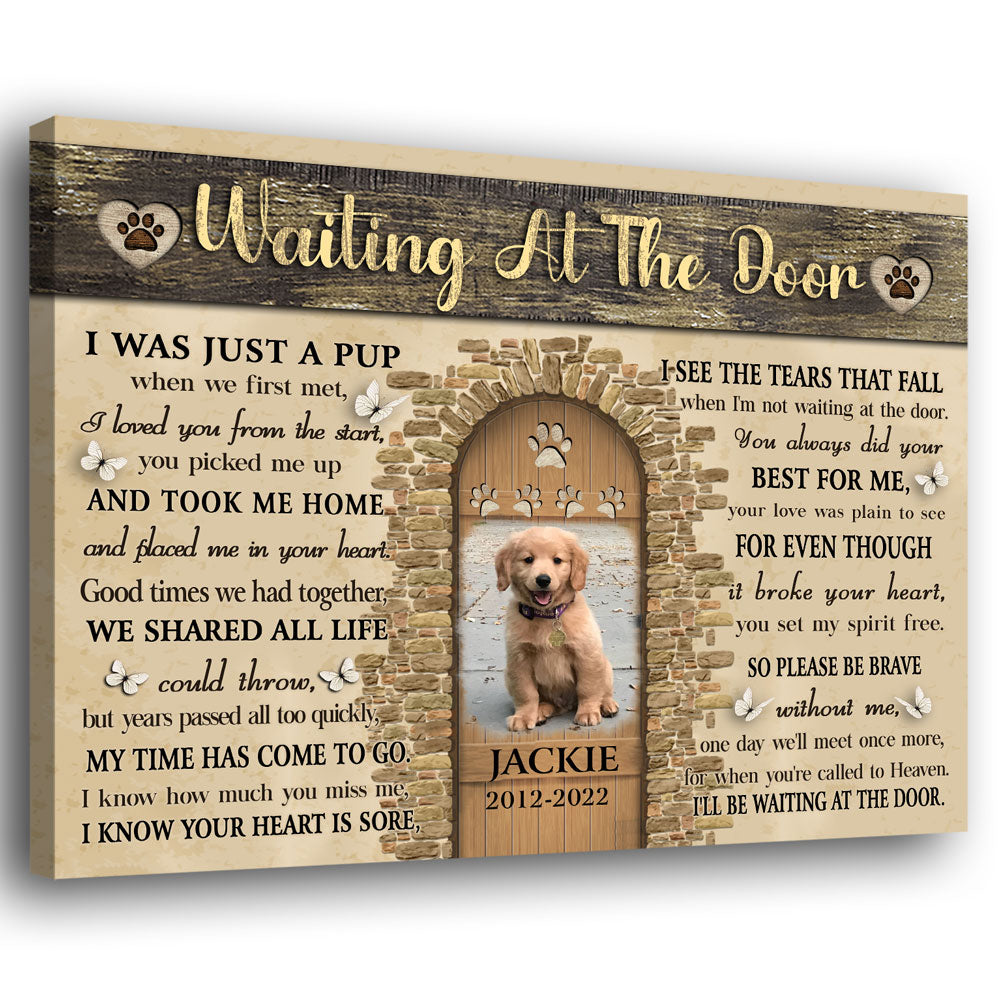 Dog Pet Memorial Waiting At The Door Personalized Canvas