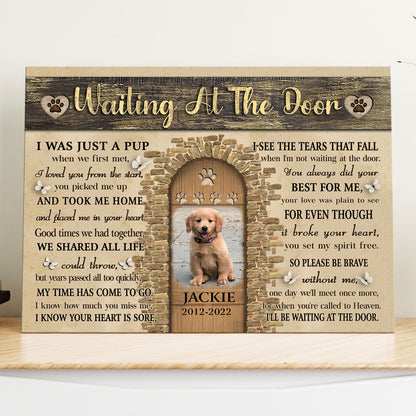 Dog Pet Memorial Waiting At The Door Personalized Canvas