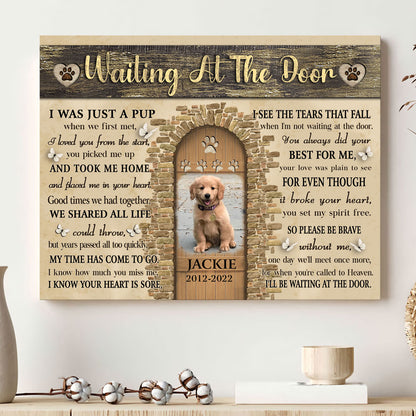 Dog Pet Memorial Waiting At The Door Personalized Canvas