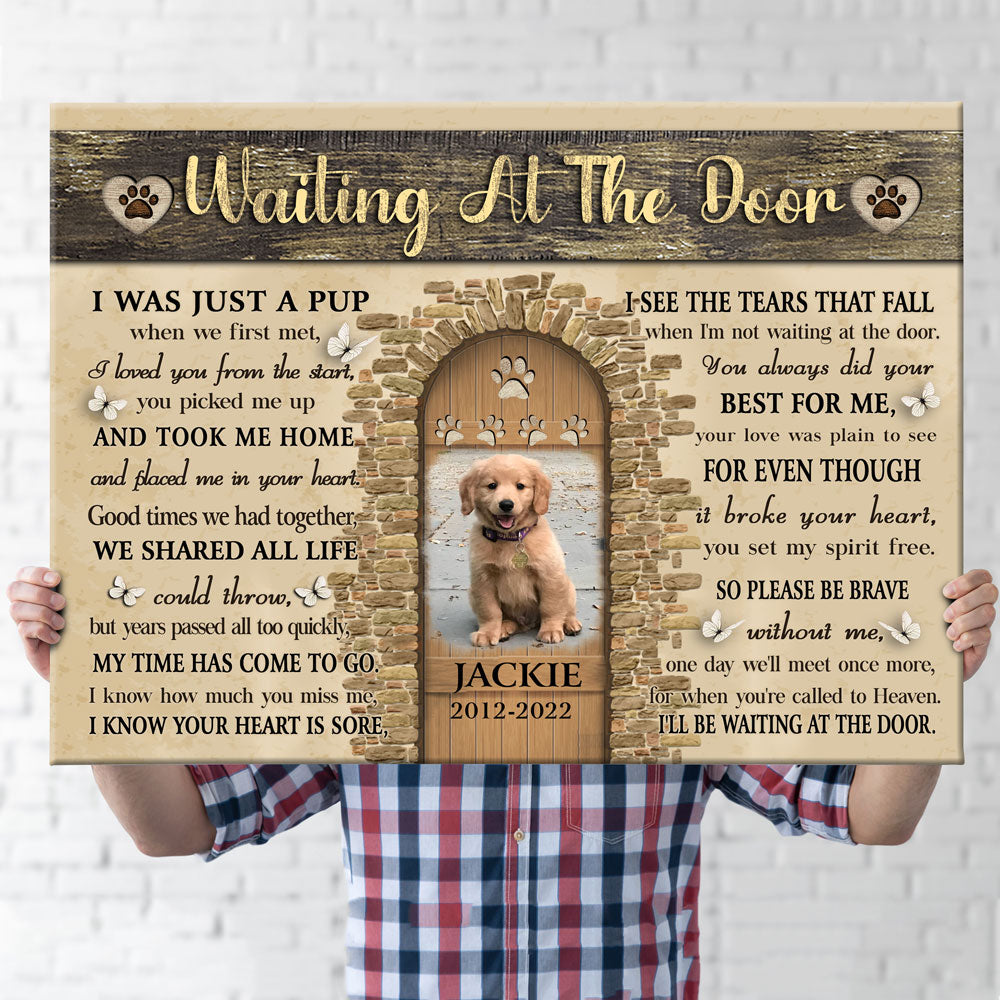 Dog Pet Memorial Waiting At The Door Personalized Canvas