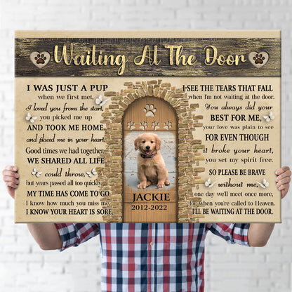 Dog Pet Memorial Waiting At The Door Personalized Canvas