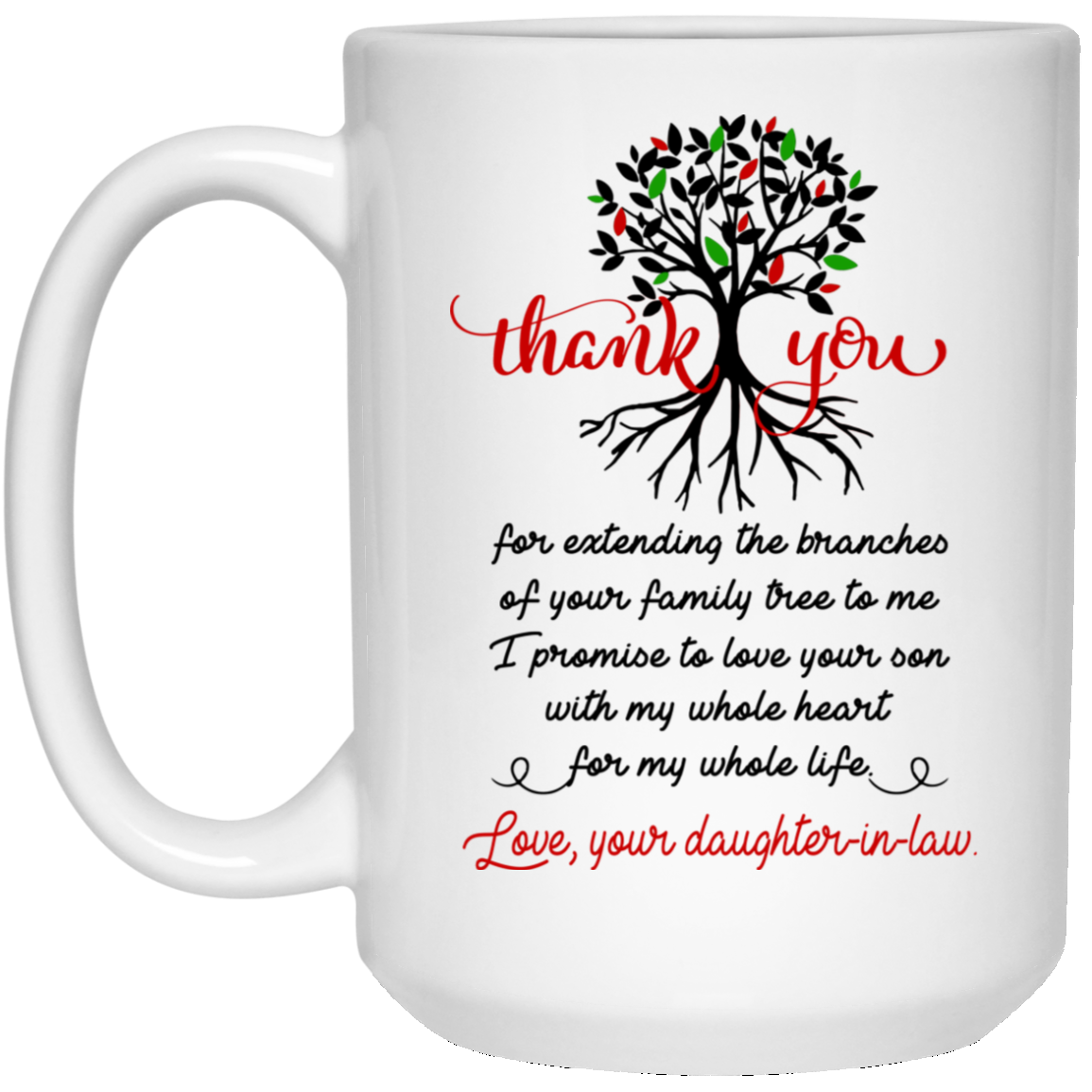 Daughter in law deals mug with tree