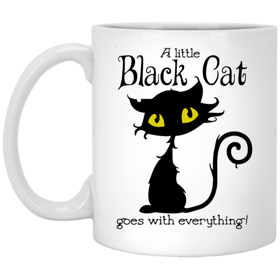 A little black cat goes with everything mug  gifts for cat lovers