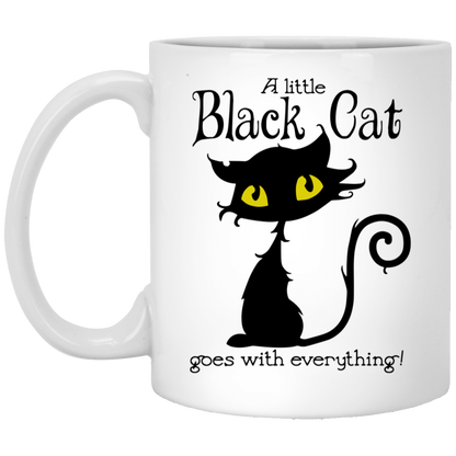 A little black cat goes with everything mug  gifts for cat lovers