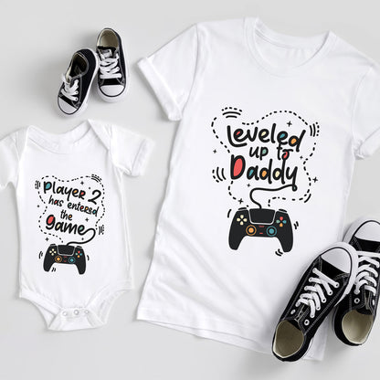 Expecting Dad 1st New Dad Baby Leveled Up Matching Shirt