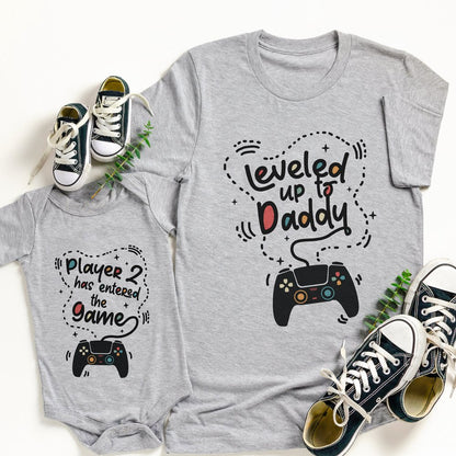 Expecting Dad 1st New Dad Baby Leveled Up Matching Shirt
