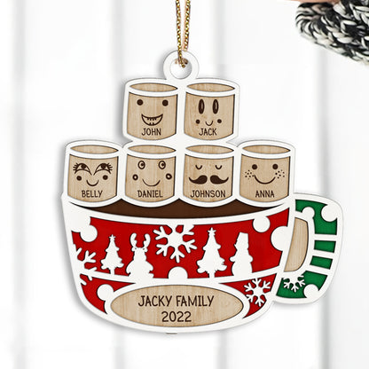 Marshmallow Family Member Wood Ornament Personalized Gift For Family