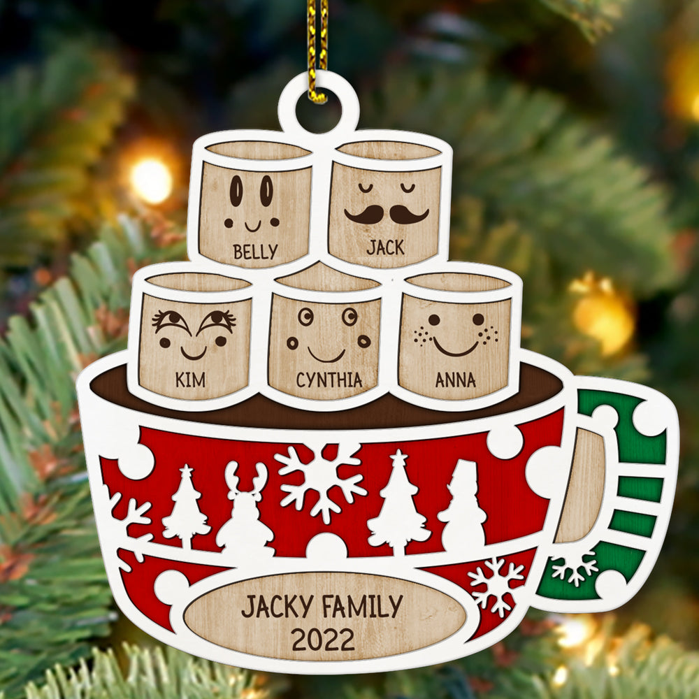 Marshmallow Family Member Wood Ornament Personalized Gift For Family