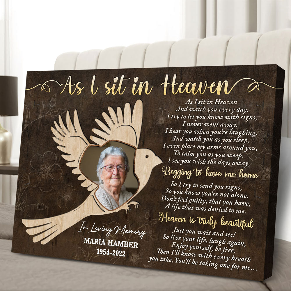 Family Member Sit In Heaven Memorial Personalized Canvas