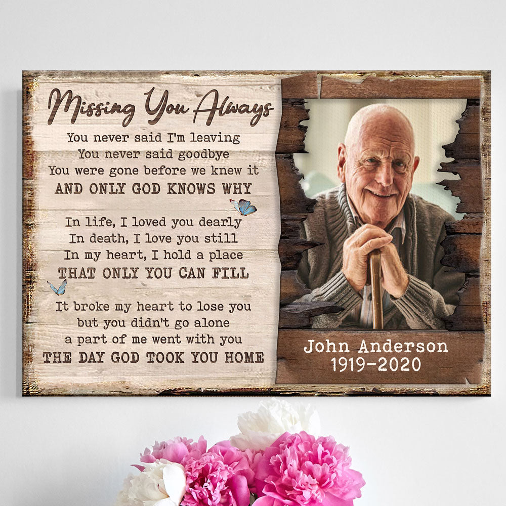 Family Sympathy Gift Loss Missing You Memorial Personalized Canvas