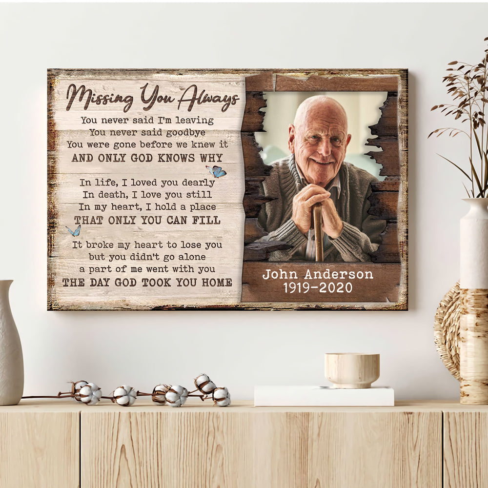 Family Sympathy Gift Loss Missing You Memorial Personalized Canvas