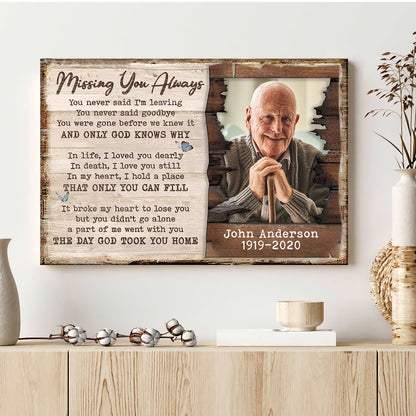 Family Sympathy Gift Loss Missing You Memorial Personalized Canvas