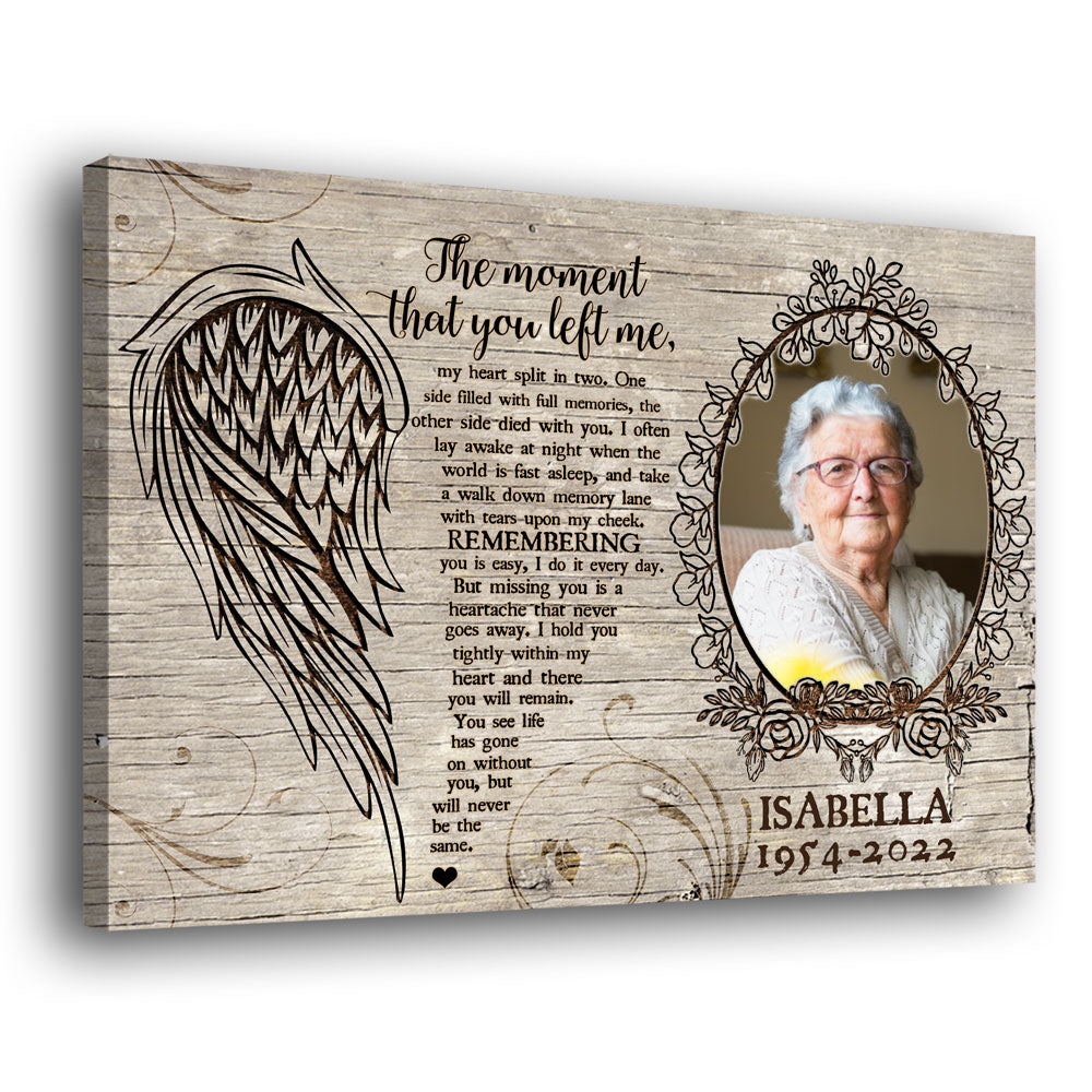 Family Sympathy Gift Loss Moment Left Memorial Personalized Canvas