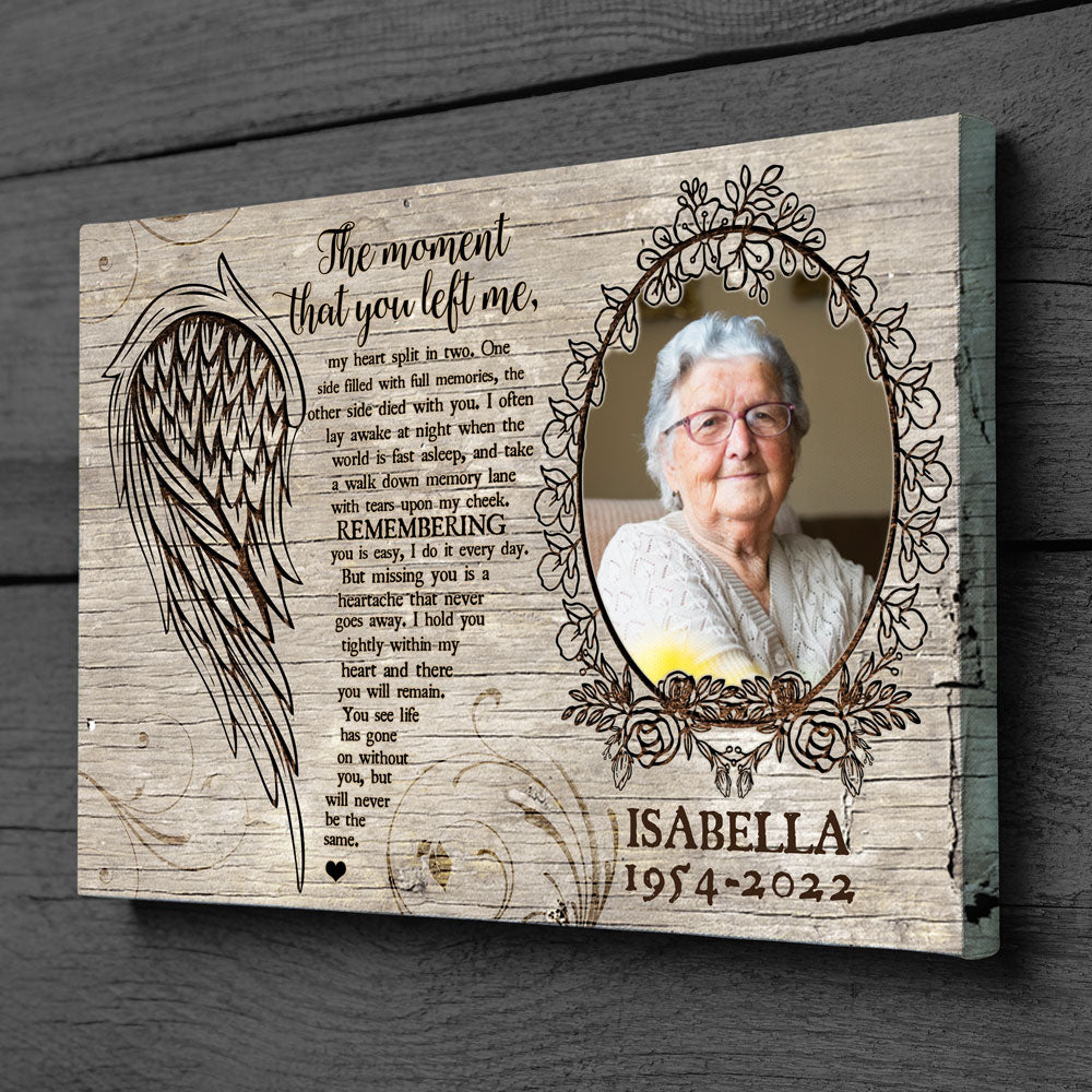 Family Sympathy Gift Loss Moment Left Memorial Personalized Canvas