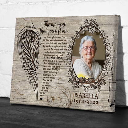 Family Sympathy Gift Loss Moment Left Memorial Personalized Canvas