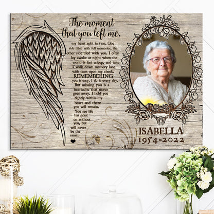 Family Sympathy Gift Loss Moment Left Memorial Personalized Canvas