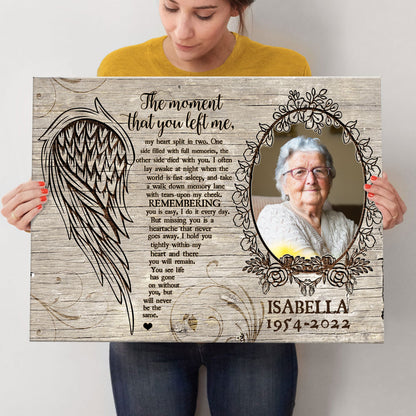 Family Sympathy Gift Loss Moment Left Memorial Personalized Canvas
