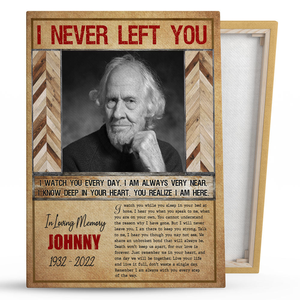 Family Sympathy Gift Loss Never Left Memorial Personalized Canvas