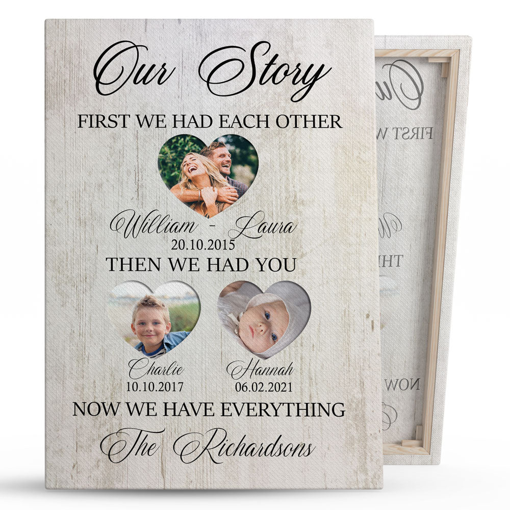 Family Wife Husband Anniversary Our Story Personalized Canvas - Family Panda