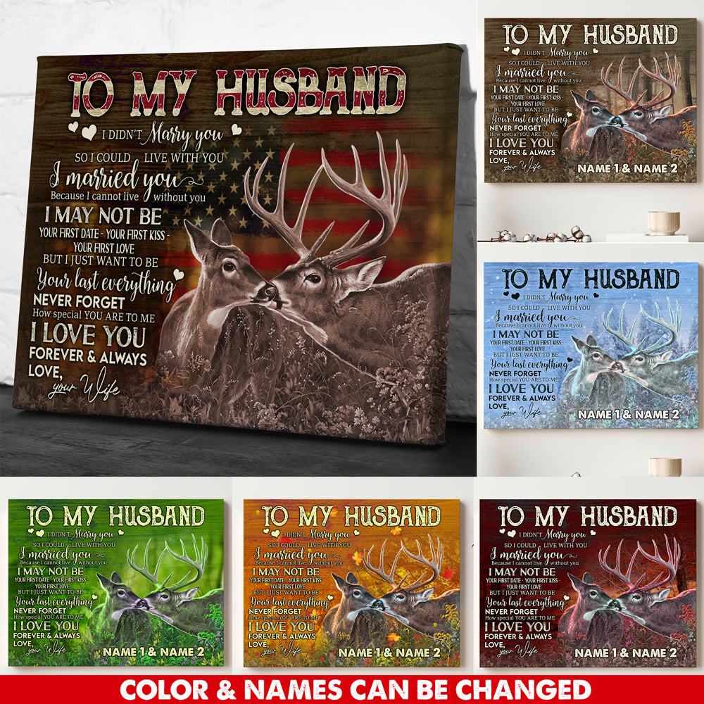 74714-Father's Day To My Hunting Husband Gift From Wife Personalized Canvas H1