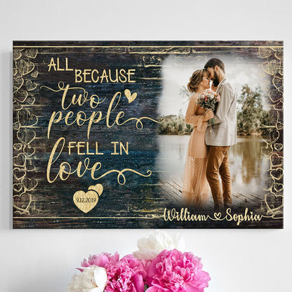 Fell In Love Anniversary Personalized Photo CoupleCanvas