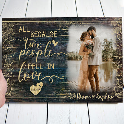 Fell In Love Anniversary Personalized Photo CoupleCanvas
