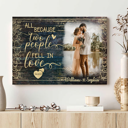 Fell In Love Anniversary Personalized Photo CoupleCanvas