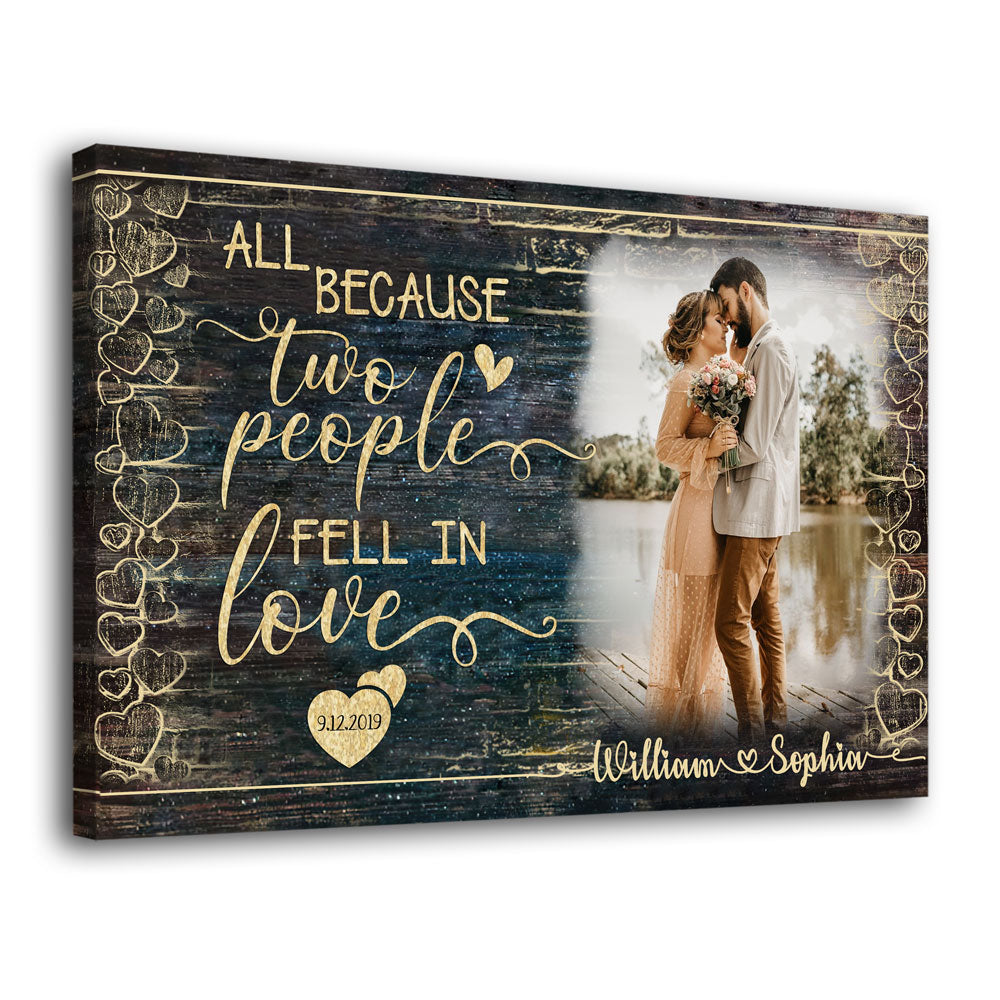 Fell In Love Anniversary Personalized Photo CoupleCanvas