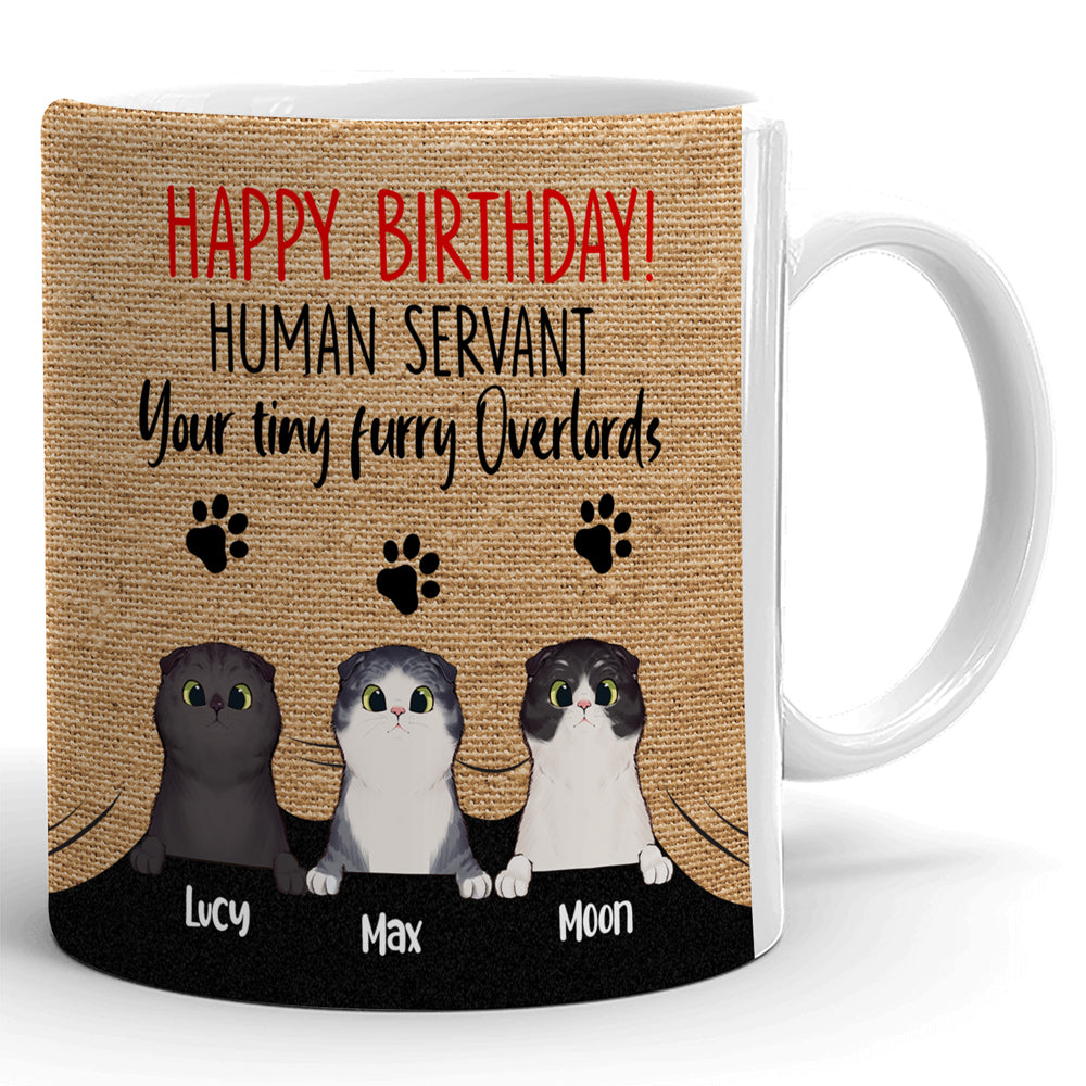 Funny Birthday For Cat Mom Cat Dad Human Servant Personalized Mug