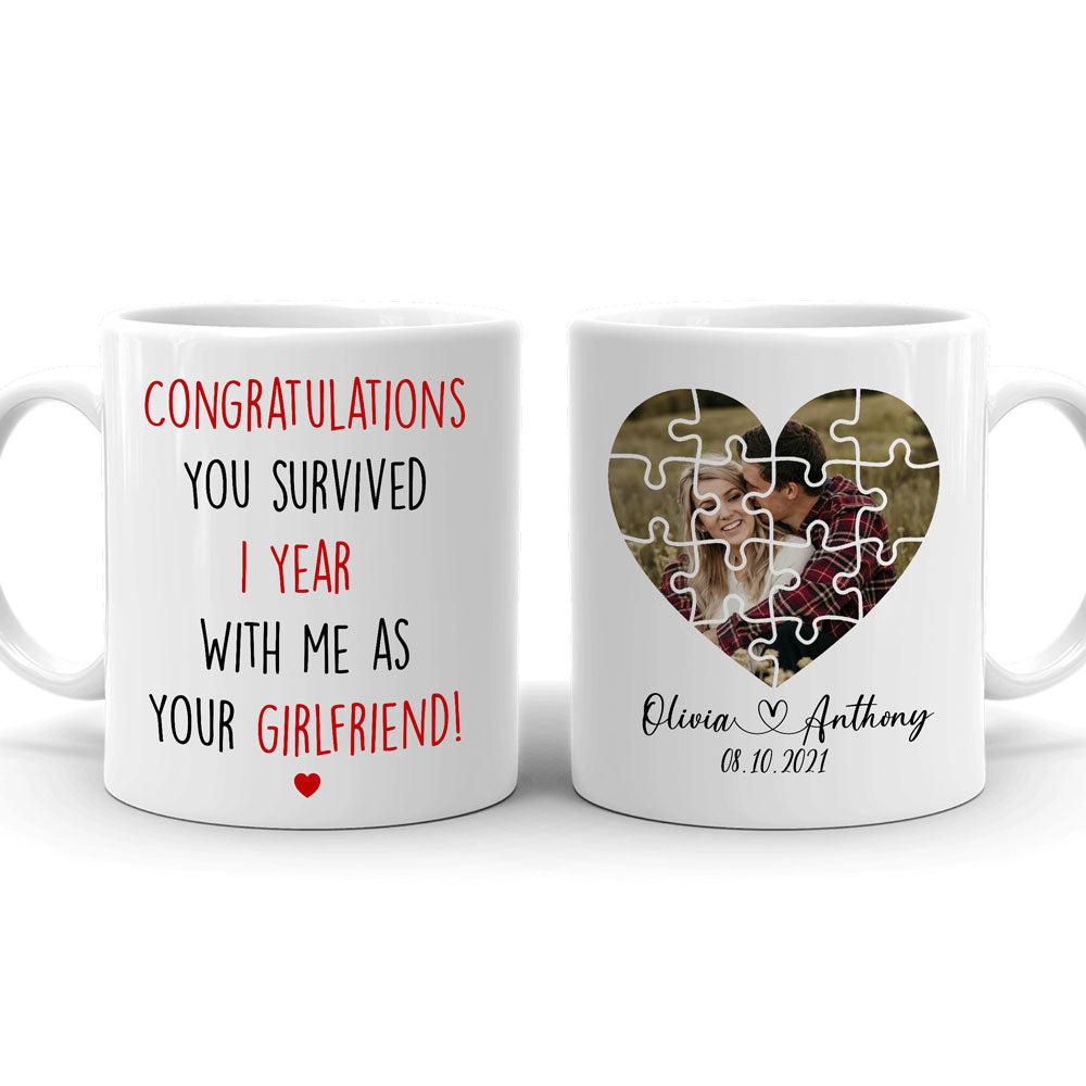 Funny Couple Anniversary You Survived Me Boyfriend Personalized Mug