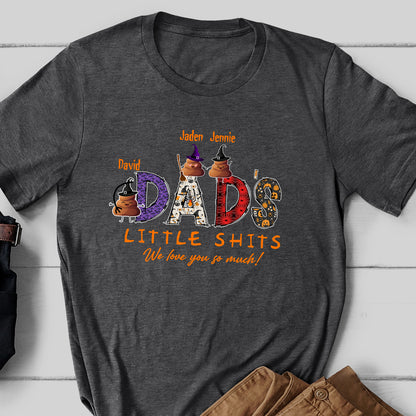 Funny Daddy's Little Shits Dad Kids Halloween Personalized Shirt