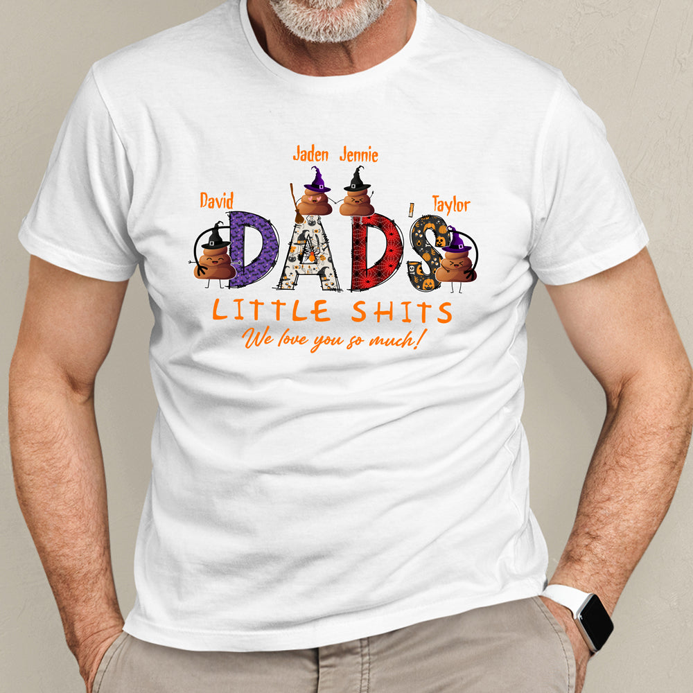 Funny Daddy's Little Shits Dad Kids Halloween Personalized Shirt