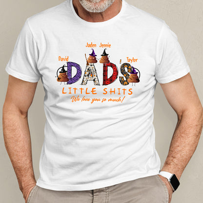 Funny Daddy's Little Shits Dad Kids Halloween Personalized Shirt