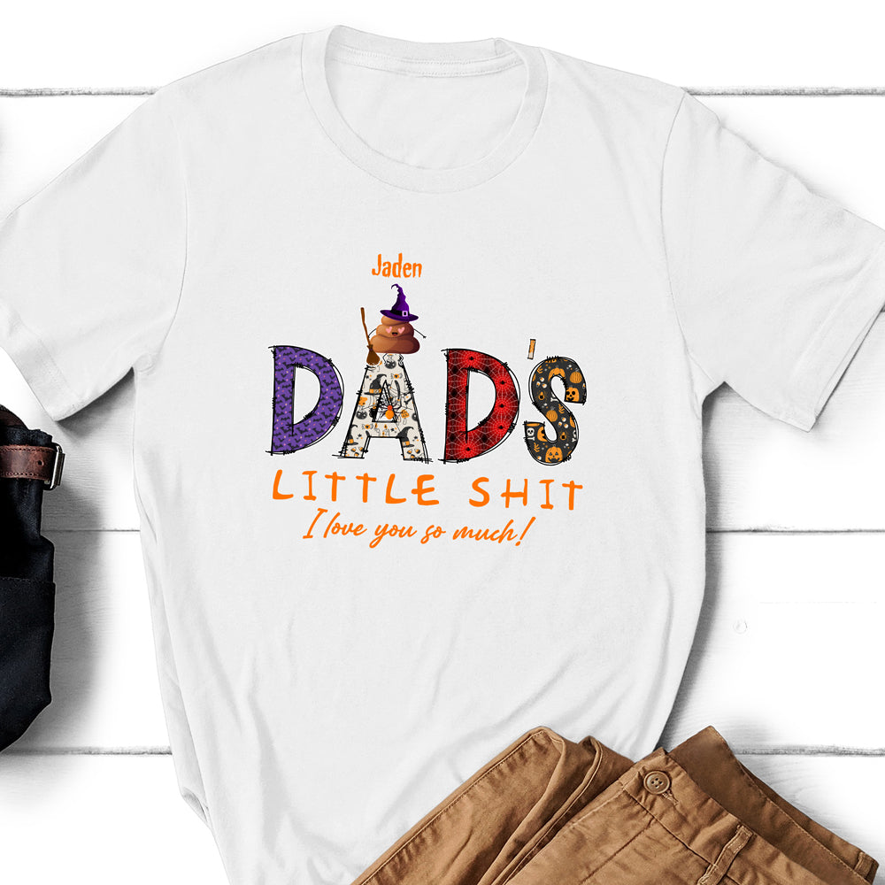 Funny Daddy's Little Shits Dad Kids Halloween Personalized Shirt