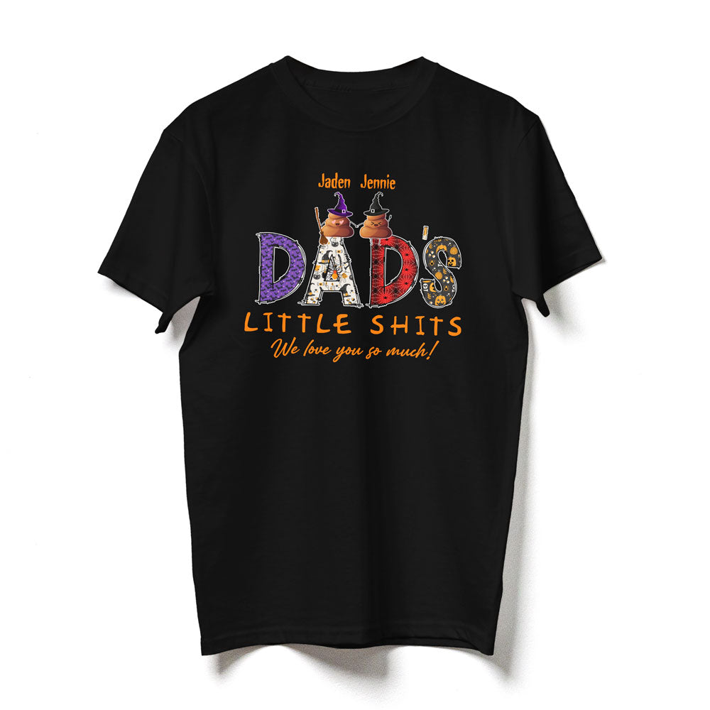 Funny Daddy's Little Shits Dad Kids Halloween Personalized Shirt