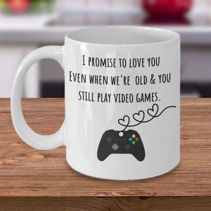 Couple gifts  I promised to love you even when we're old and still play video games coffee mug valentine gifts