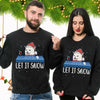 Funny Cat Let It Snow Santa Kitten Funny Gag Drug Joke Sweatshirt Ugly Christmas Gifts