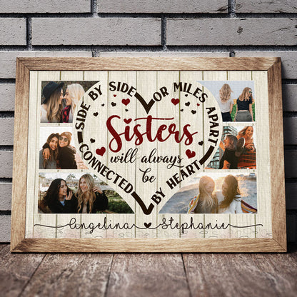 Best Friend Sisters Heart Love Long Distance Personalized Poster