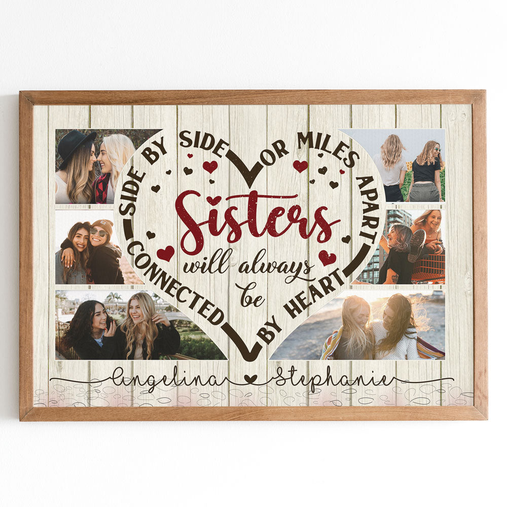 Best Friend Sisters Heart Love Long Distance Personalized Poster