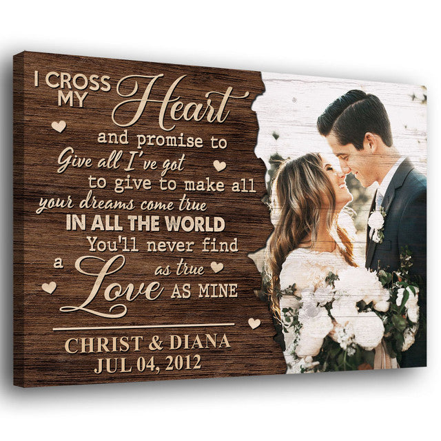 Couple Anniversary I Cross My Heart Personalized Canvas