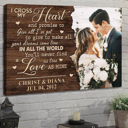 Couple Anniversary I Cross My Heart Personalized Canvas