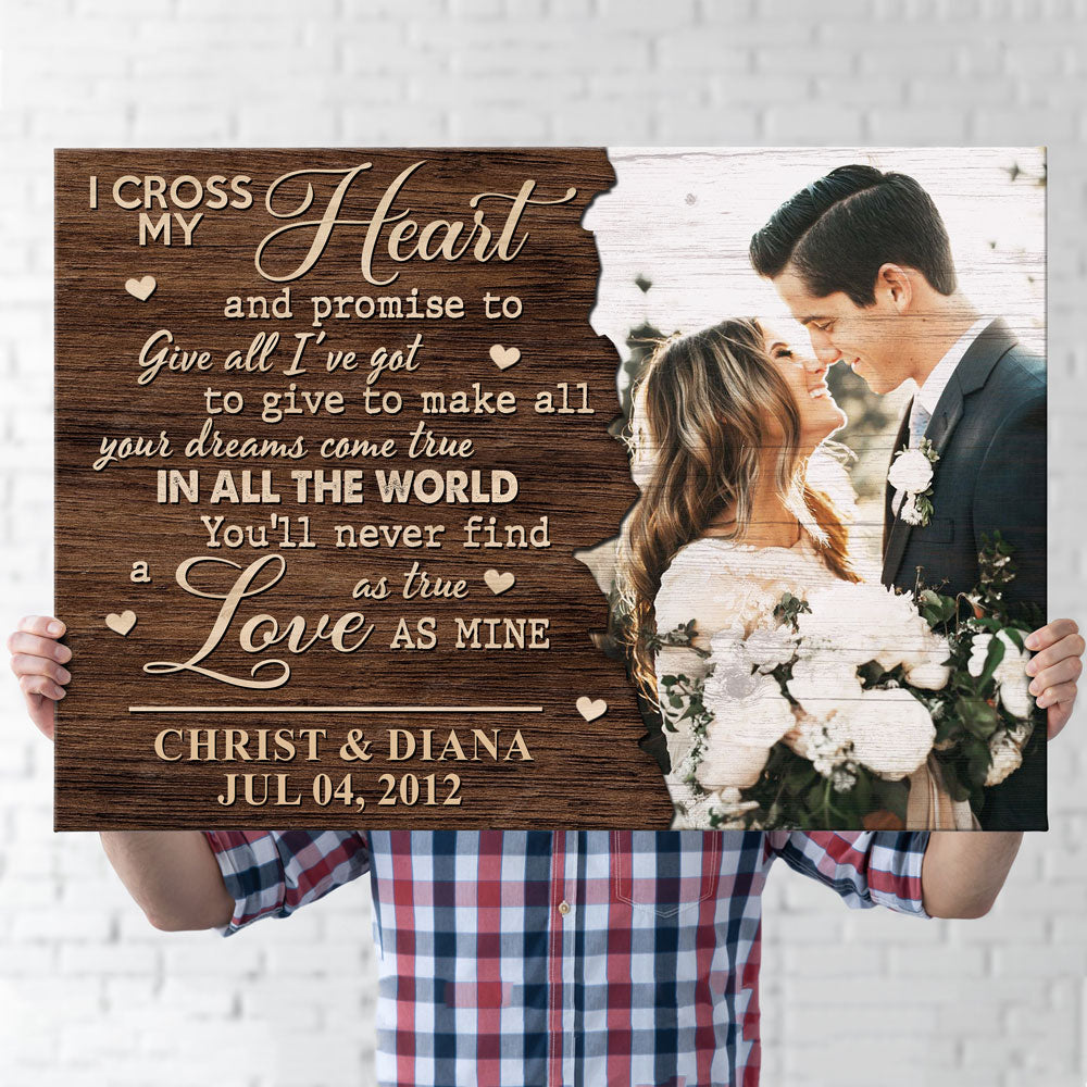 Couple Anniversary I Cross My Heart Personalized Canvas