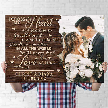 Couple Anniversary I Cross My Heart Personalized Canvas