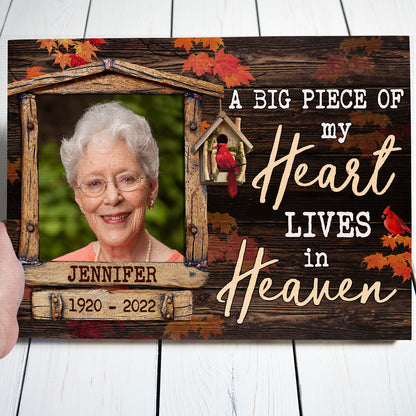 Family Piece Of Heart Heaven Cardinal Memorial Personalized Canvas