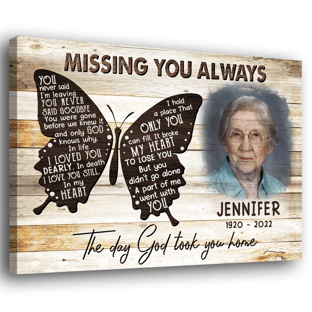 Family Member Missing Always Memorial Personalized Canvas