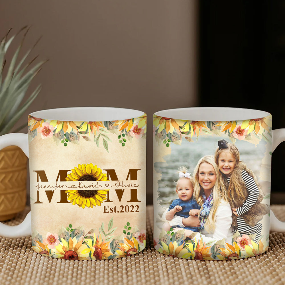 Personalized Mom Est Custom Photo Sunflowers Mug