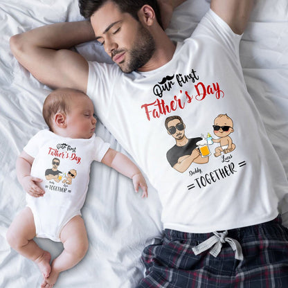 New Dad First Time Father's Day Beer Funny Matching Personalized Shirt